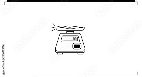 Line art depiction of a sleek electronic scale displaying zero for precise kitchen measurement