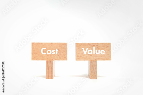 Visual comparison of Cost or Value using minimalist props, authentic illustrative image for business blog and presentation eyecatcher.