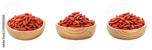 Cuadro en lienzo Dried goji berries in wooden bowl isolated on white background, Lycium barbarum