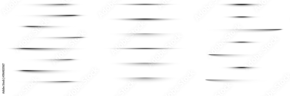 Obraz premium Soft horizontal drop shadows for UI design elements, realistic paper cut effects on white