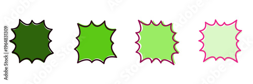 Green eco friendly starburst speech bubbles for sustainable product promotions and organic labels