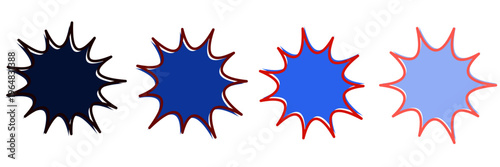 Comic Book Style Blue Explosion Bubbles, Retro Pop Art Action Burst Graphics