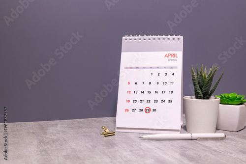 Wooden calendar showing the date April 29. This minimalist design creates