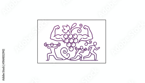 Healthy Lifestyle: Fitness, Running, and Grapes Symbolizing Well-being