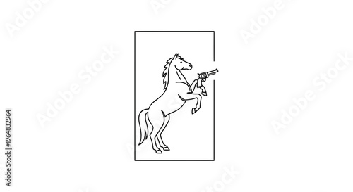 Horse Rearing Up with Gun in Front Hoof