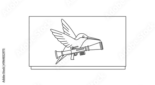 Hummingbird Carrying Rocket Launcher - Surreal Animal Art