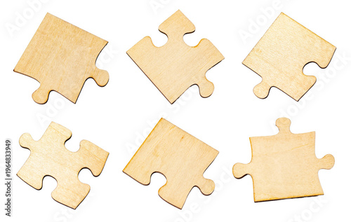 Wooden puzzle pieces for problem solving concept