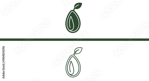 Green Avocado Seed with Sprout Icon, Organic Food Symbol, Healthy Lifestyle Concept