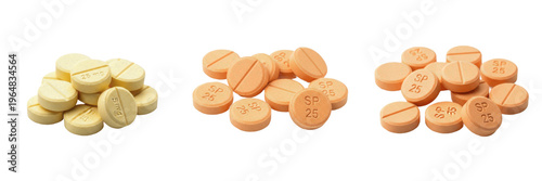 Spironolactone tablets potassium sparing diuretic antihypertensive medication isolated on white background oral tablets pharma drug for edema hypertension and hormonal therapy