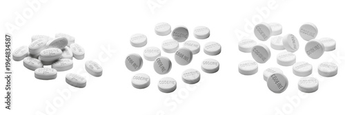 Codeine tablets opioid analgesic cough suppressant medication isolated on white background oral tablets pharma drug for pain relief and cough treatment therapy
