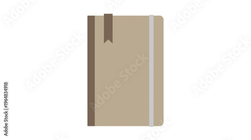 Brown leather journal notebook closeup. Vector Illustrations. EPS Editable