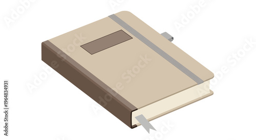 Brown leather bound journal book. Vector Illustrations. EPS Editable