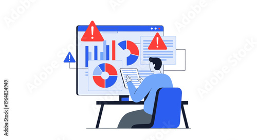Data Analyst Monitoring Business Dashboard with Error Alerts for Risk Management