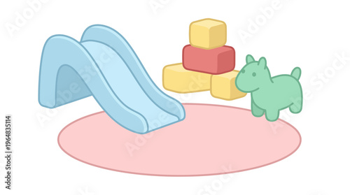 Colorful childrens playground with blocks. Vector Illustrations. EPS Editable
