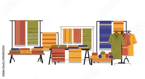 Colorful clothing and fabric display. Vector Illustrations. EPS Editable