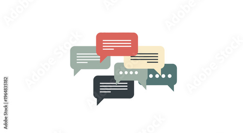 Colorful speech bubbles in various shapes. Vector Illustrations. EPS Editable