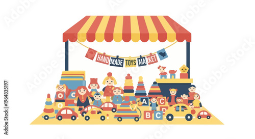 Colorful toy carnival game booth attraction. Vector Illustrations. EPS Editable