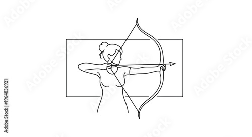 Archer Woman Aiming Bow and Arrow, Focus and Precision in Sport
