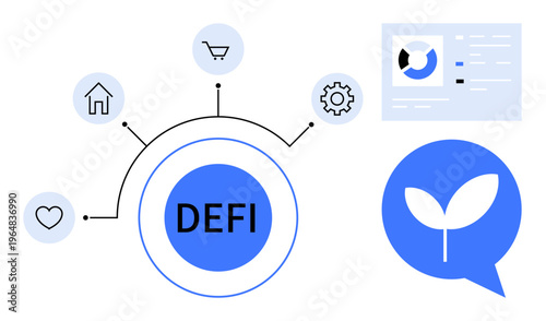 Decentralized finance. Decentralized finance connects technology-based financial choices with sustainability, housing, and shopping solutions. Decentralized finance systems revolutionize