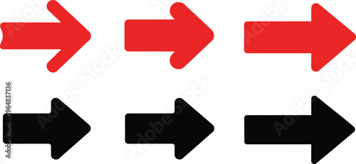 A set of six arrows pointing in the same direction