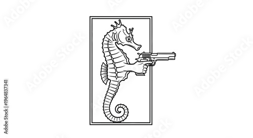 Funny Seahorse Holding a Gun
