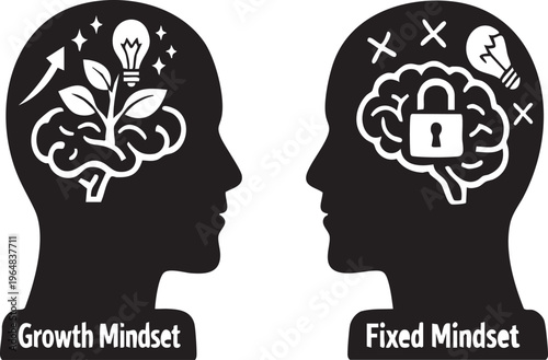 Human head concept with brain gears and silhouette thinking icon