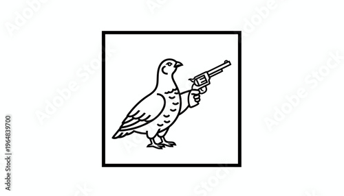 Funny Bird Holding a Revolver Gun