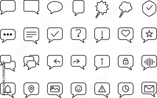 Chat bubble speech message brush stroke icon set collection vector