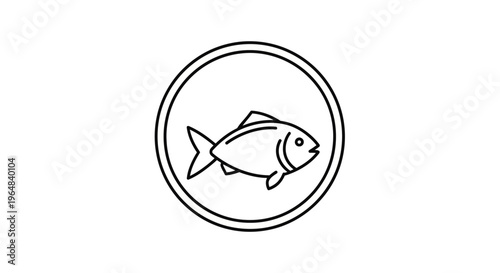 Minimalist aquatic symbol for dietary information or seafood product labeling with clean lines