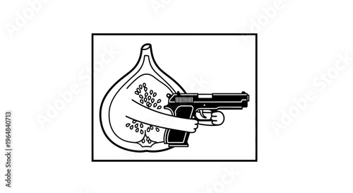 Fig Fruit with Gun Inside, Surreal Food Art, Creative Concept