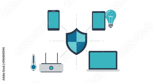Cyber security protection for devices. Vector Illustrations. EPS Editable