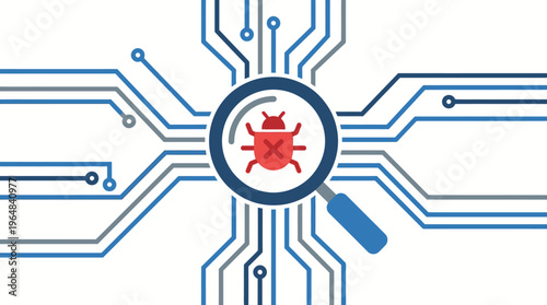 Cyber threat detection and security concept. Vector Illustrations. EPS Editable