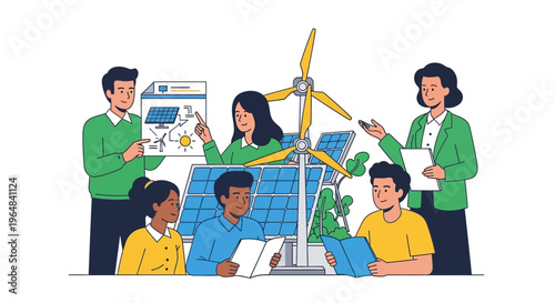 Diverse group of people working together. Vector Illustrations. EPS Editable