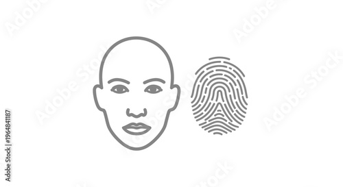 Face and Fingerprint Identification System. Vector Illustrations. EPS Editable