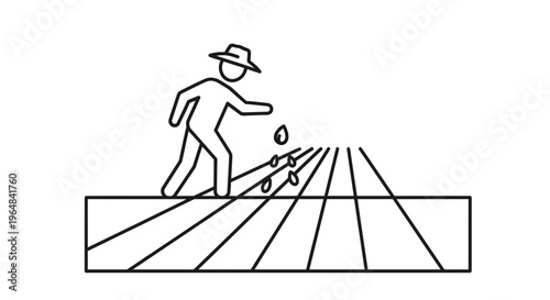 Farmer sowing seeds in a field, agriculture, farming, planting, organic farming, rural life