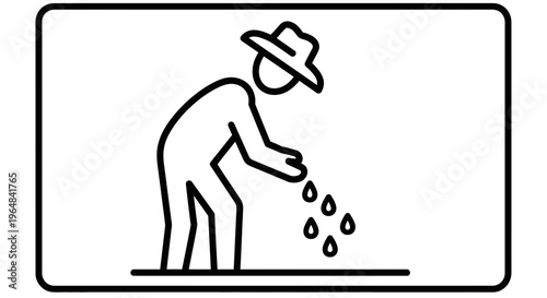 Farmer planting seeds in the ground, agriculture icon, farming, sowing season, healthy food concept