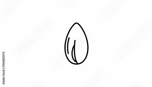 Almond outline icon, simple minimalist symbol for food, health, and nutrition concepts