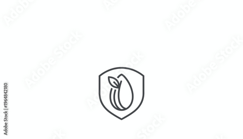 Almond Seed Protected by Shield Icon, Organic Food, Health and Nutrition Symbol