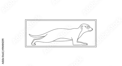 Ancient Egyptian Hieroglyph of a Meerkat or Mongoose in a Rectangular Frame