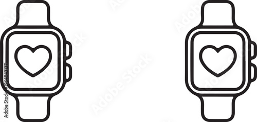 smartwatch pulse monitor symbol set medical fitness interface