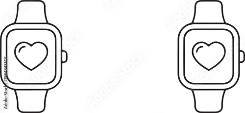 smartwatch health tracker icons outline set for ui and app