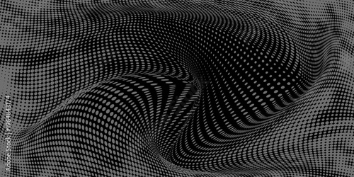 Background with irregular, chaotic dots, points, circle. Abstract monochrome pattern. Black and white color.