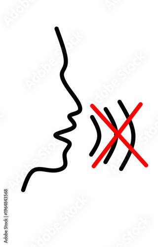 Muted voice symbol representing silence and communication restriction.