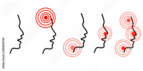 Human Head Profile with Pain Points Illustration.