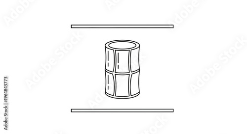 Abstract cylindrical object with grid pattern between two parallel lines
