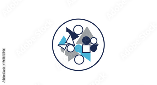 Geometric shapes in a circle.