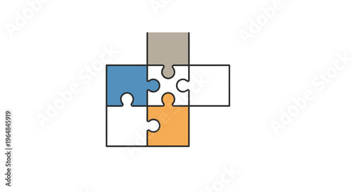 Colorful puzzle pieces fit together.