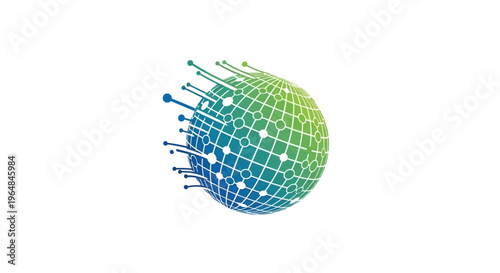 Futuristic Grid Sphere with Lines.