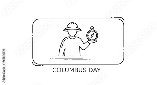 Minimalist line art icon representing historical exploration and discovery expeditions with a