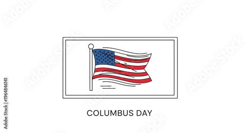 Stylized Waving American Flag Illustration Symbolizing Columbus Day Observance Graphic Element